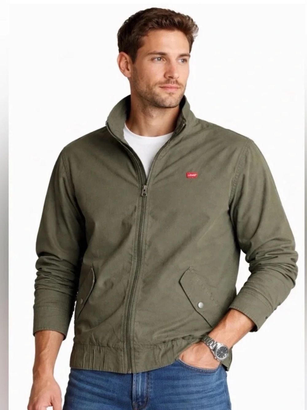 LEVI’S Classic Green Herrington Jacket With Stand Collar M
